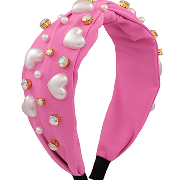 Fleurish Jewelry Accessories - Pearl Heart Bead HeadbandCrystal & Pearl Heart